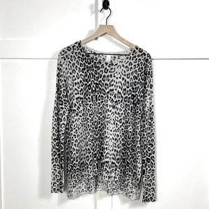 H&M Oversized Animal Print Lightweight Pullover Sweater